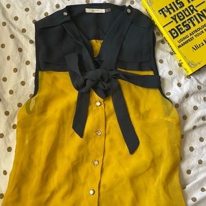 Yellow Navy Blouse with Bow
